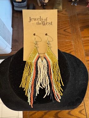 NWT Ink + Alloy Triangle Fringe Seed Bead Dangle Earrings.